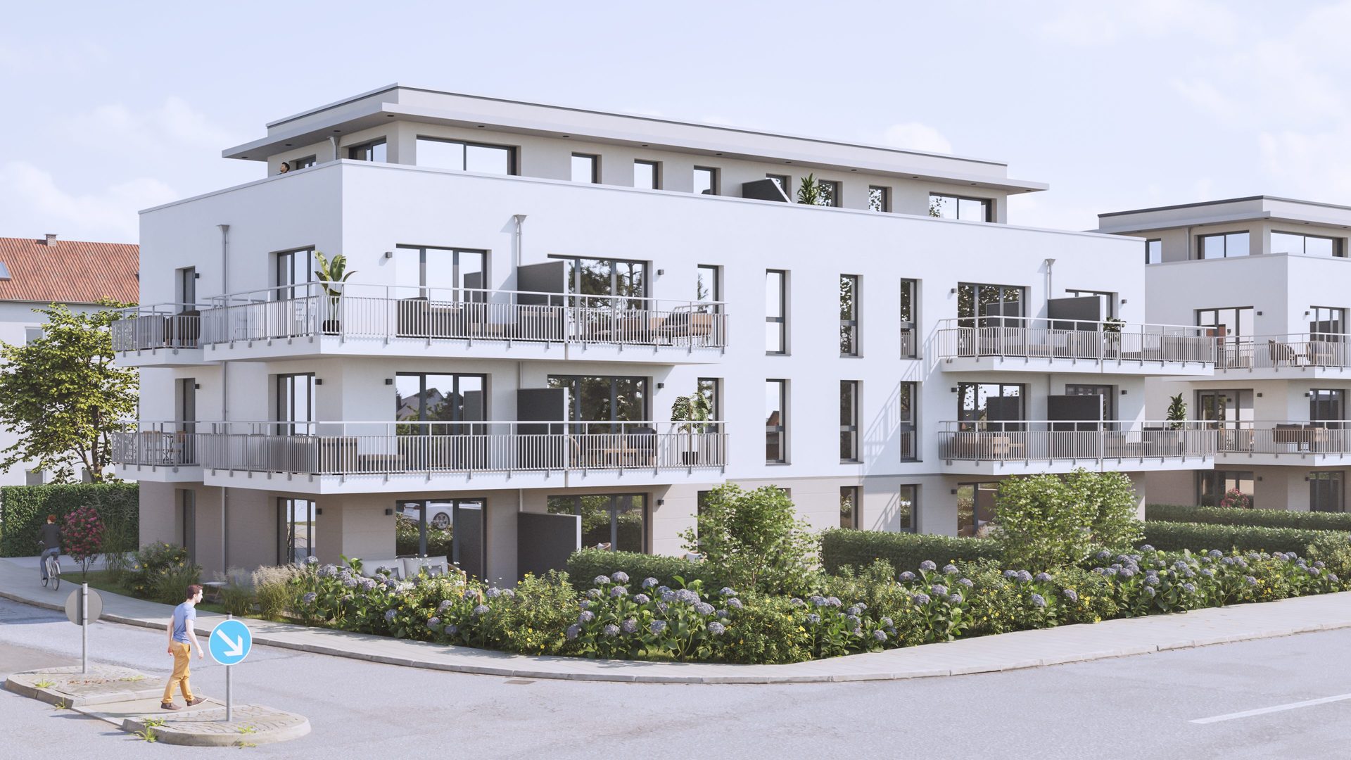 Moderne Neubau-Wohnanlage mit Balkonen im Stadtquartier Tiefes Feld in Nürnberg