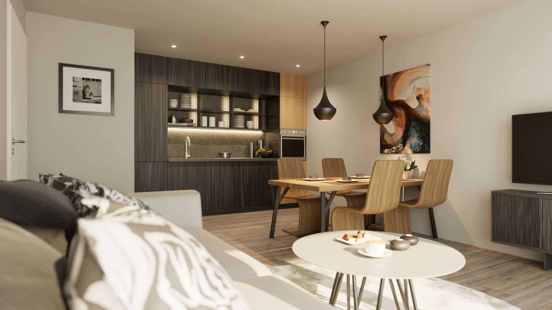 Offener Wohn- und Küchenbereich