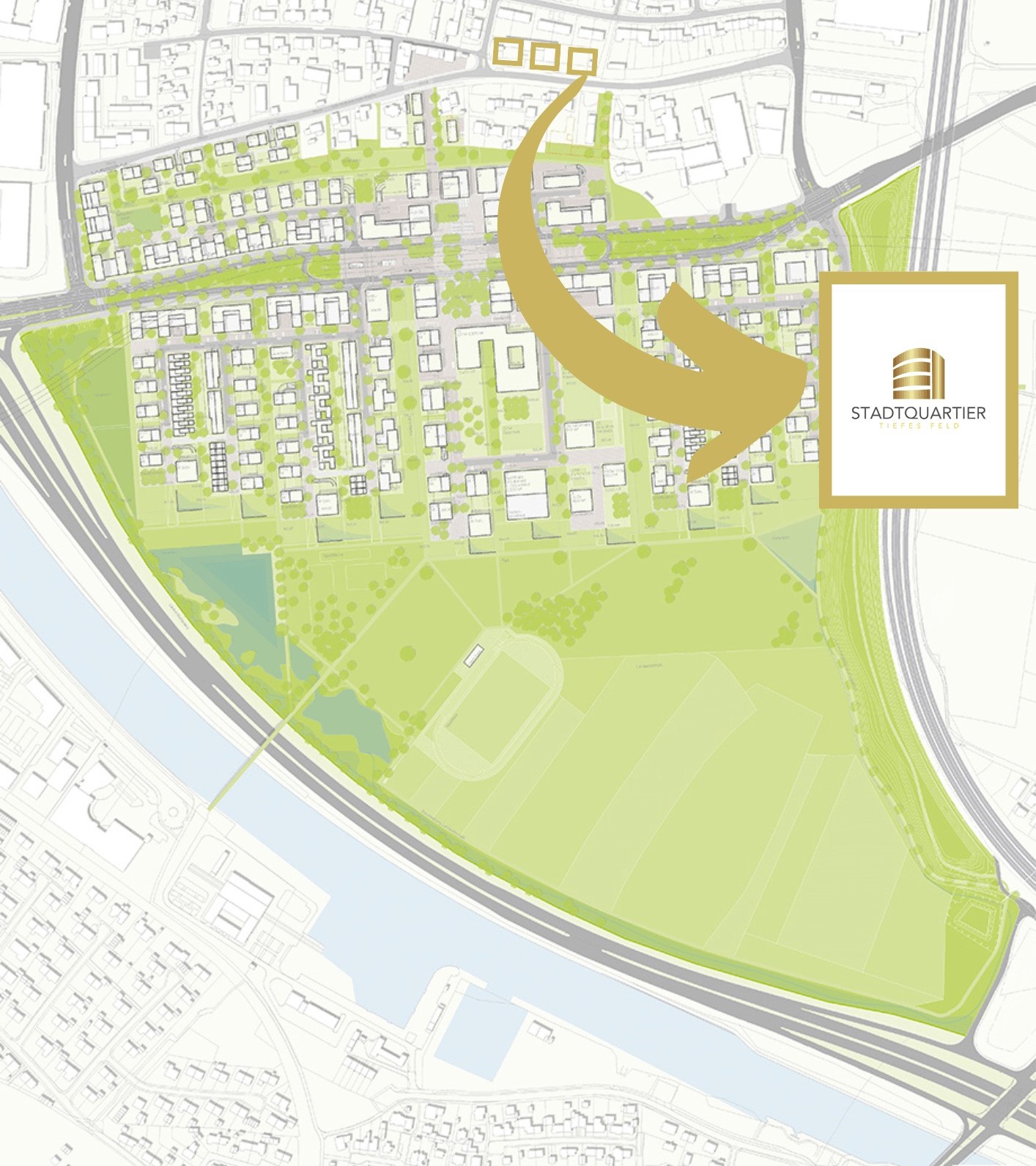 Lageplan des Quartiers mit Grünflächen